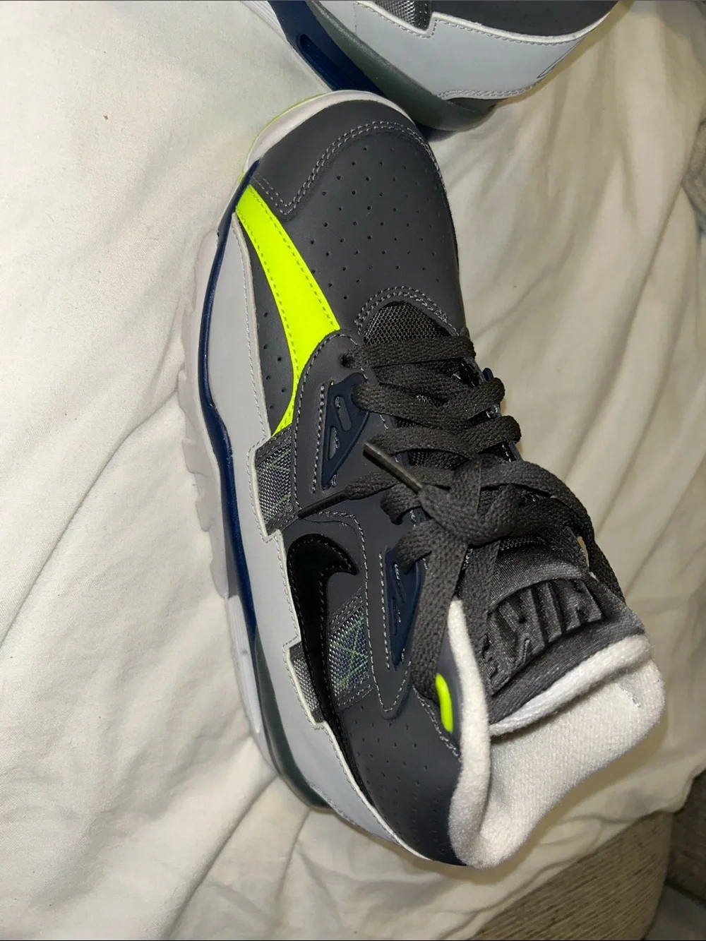 Nike Kids Black High-Top Sneakers with Neon Yellow Accent